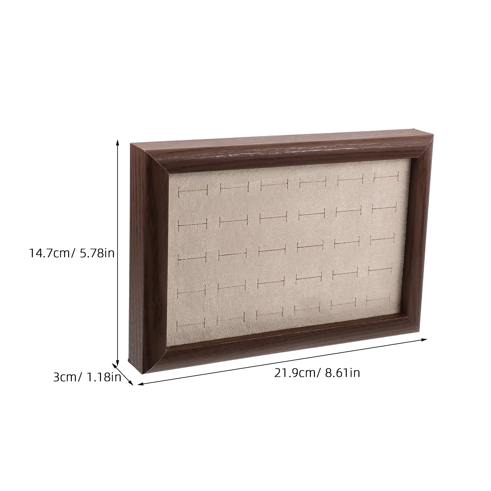 Wooden Rings Organizer Jewelry Tray 30 Slots Walnut Finish Jewelry Display Plate Necklace Ring Earring Storage Tray for Home