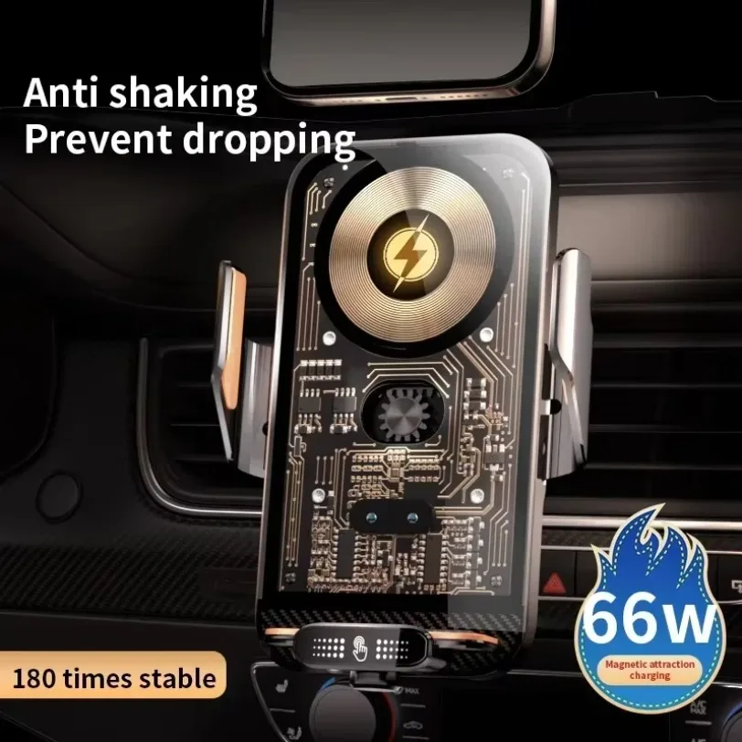 

Car Phone Holder 66W Super Charging Wireless Charger Stand Intelligent Infrared Air Vent Clip for iPhone Samsung Xiaomi