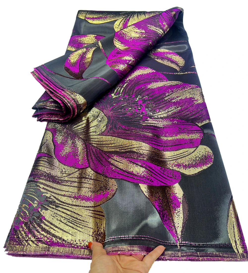 

Wholesale Nigerian Laces Fabric Fashion Luxury 5 Yards African Jacquard Brocade Lace Fabric for Sewing Family Prom Dressess