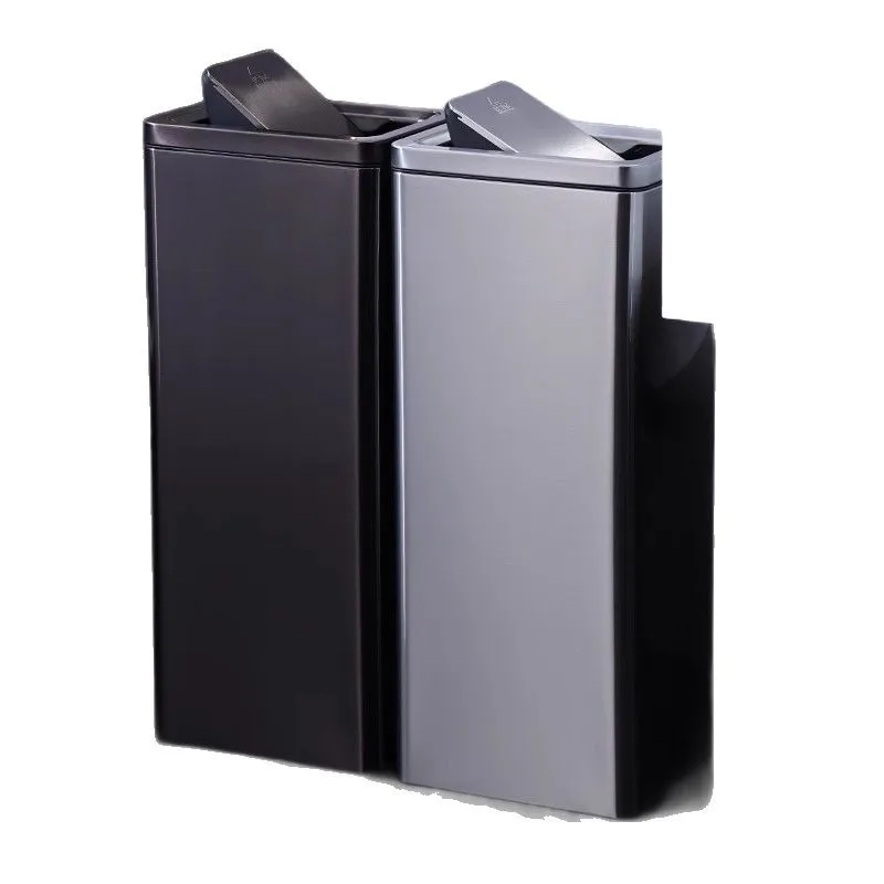 Stainless steel trash can with shaking lid and direct cast large plastic