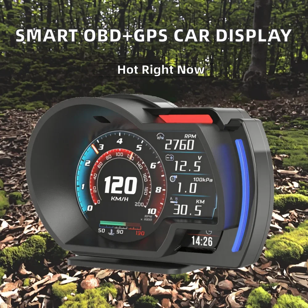 12-languagess OBD+GPS Digital 3.5inch TFT 800x480 Smart Gauge Speed Monitoring Head up Display Car Diagnostic Tool for Car/Truck