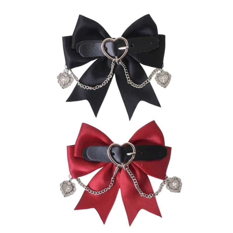 Halloween Heart Bows Barrette Gothic Accessory for Parties and Daily Wear