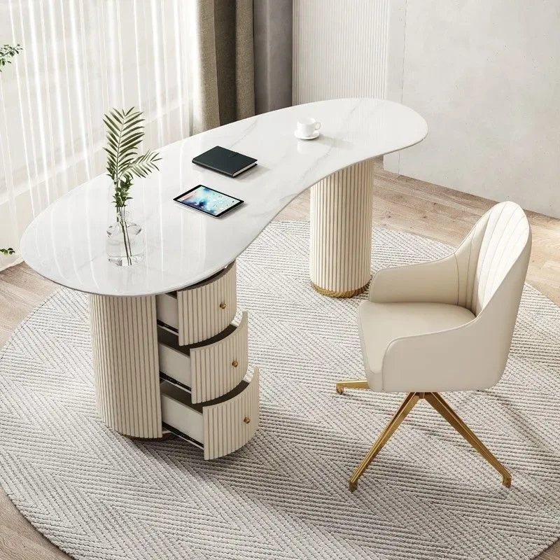 Modern Sintered Stone Desk Luxury Home Office Writing Table Beauty Salon Reception Counter Consultation Workstation