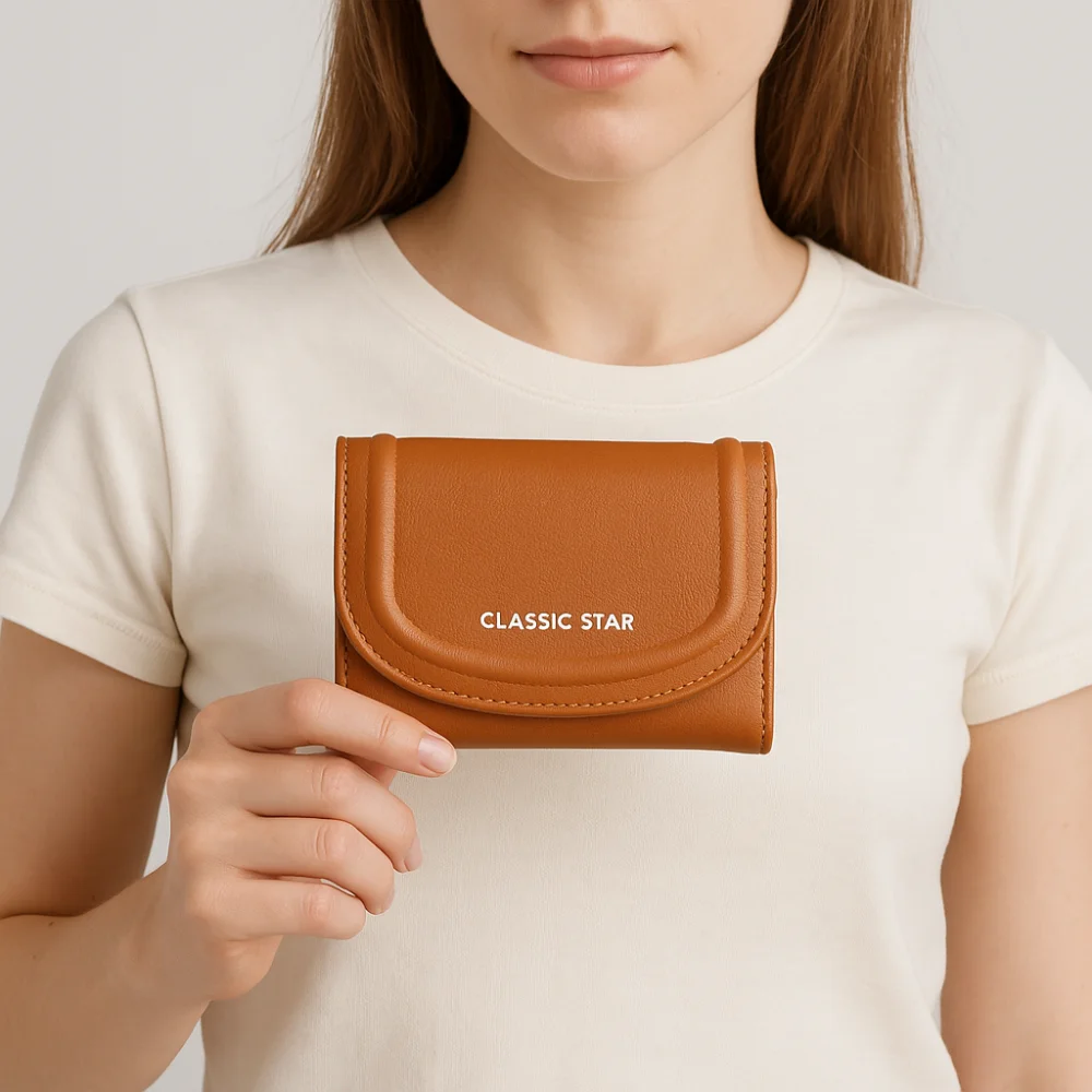 

Fashion Multi Card Women's Wallet Solid Color PU Leather Short Wallet Minimalism Fold Student Purse Daily