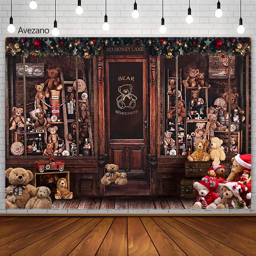 

Christmas Backdrops 923 Honey Lane Bear Workshop Child Portrait Decor Wood Vintage Photography Background For Studio Photoshoot