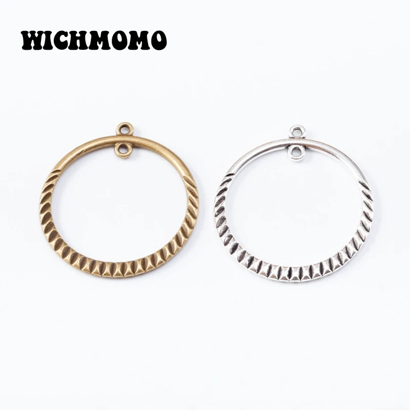 New 38*35mm 8pieces/bag Retro Alloy Round Connectors Charms Pendants  for Earring Necklace Manual Materials Jewelry Accessories