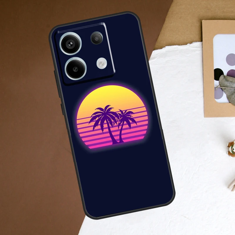 80s Retrowave Neon Palms Tree Case For Xiaomi Redmi Note 13 Pro Plus Note 12 11 9 10 11S 10S 12S Redmi 13C 10C 12C Cover