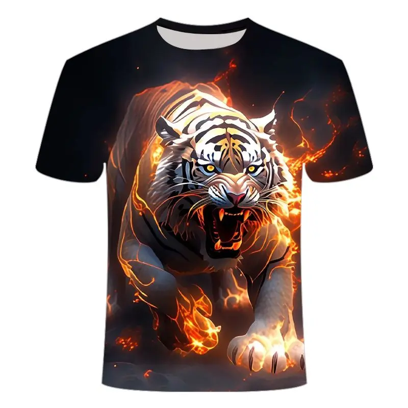 

Футболка с 3D принтом, жестокий плавящийся глаз, серия «Тигр», креативная детская футболка с круглым вырезом и короткими рукавами, мужские рубашки, женские футболки
