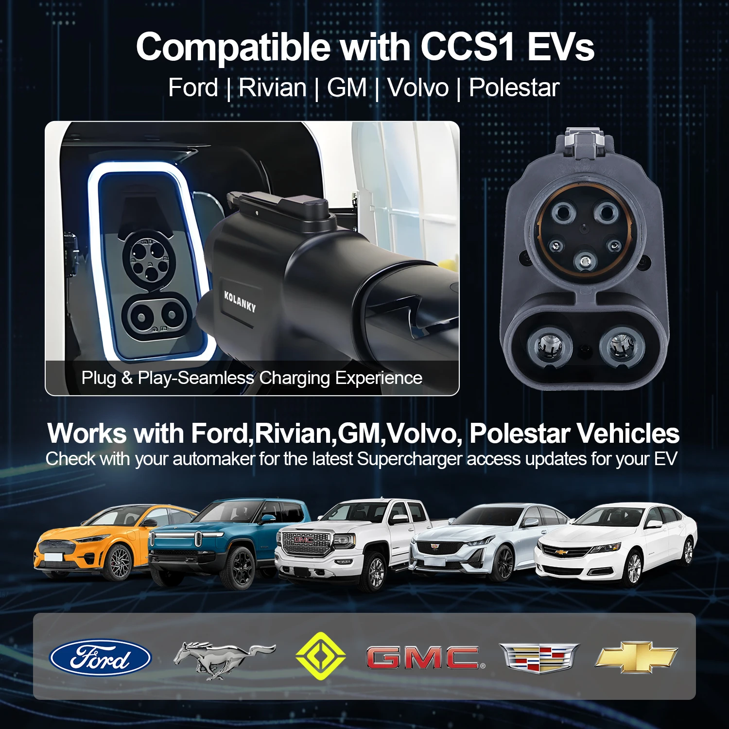 NACS إلى CCS1 محول شاحن تسلا الفائق. شواحن فائقة EV Tesla سريعة الشحن بقوة 500 أمبير