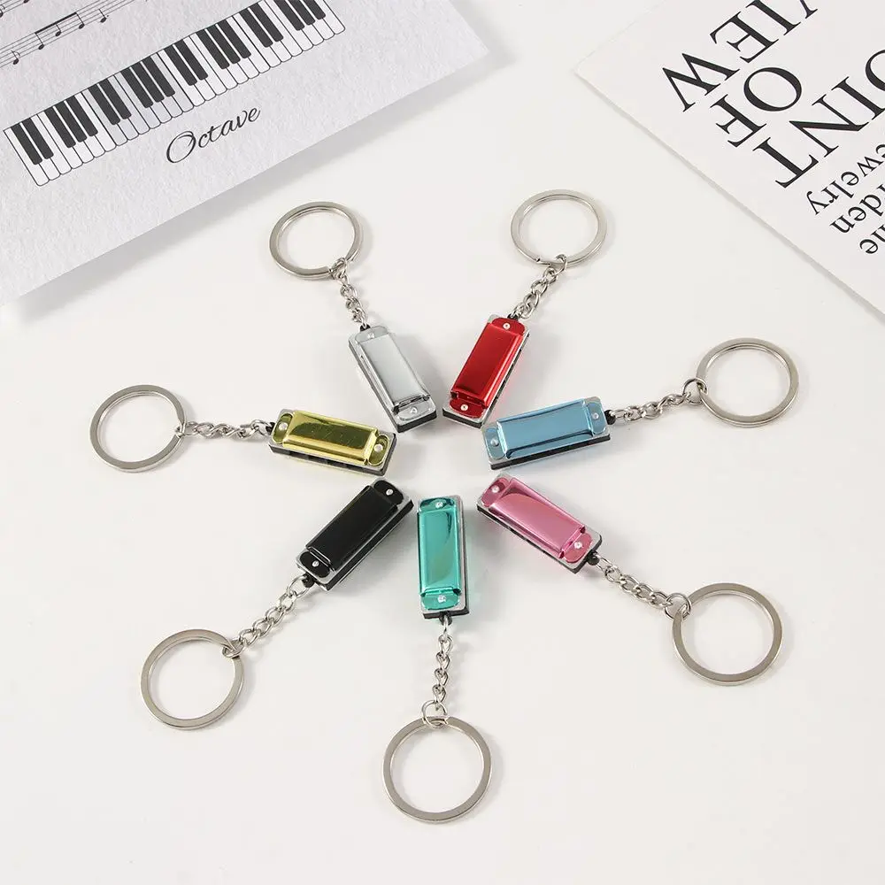 Special Bag Pendant Gifts for Kids Musical Instruments Shaped Harmonica Keychain Hanging Pedants Harmonic Keyring Keys Holder