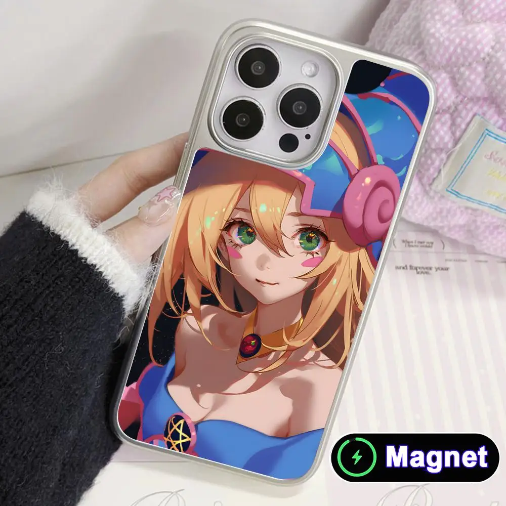 Funda para Teléfono Yugioh Magician Valkyria para iPhone 17 16 15 14 13 12 11 Air Pro Max Plus, Cubierta Magnética Plateada Electrochapada