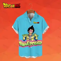 Dragon Ball Z Men's Shirts Vegeta Summer Streetwear Goku Short Sleeve Hawaiian Shirt Super Saiya Beach Style Tops Oversized 2023