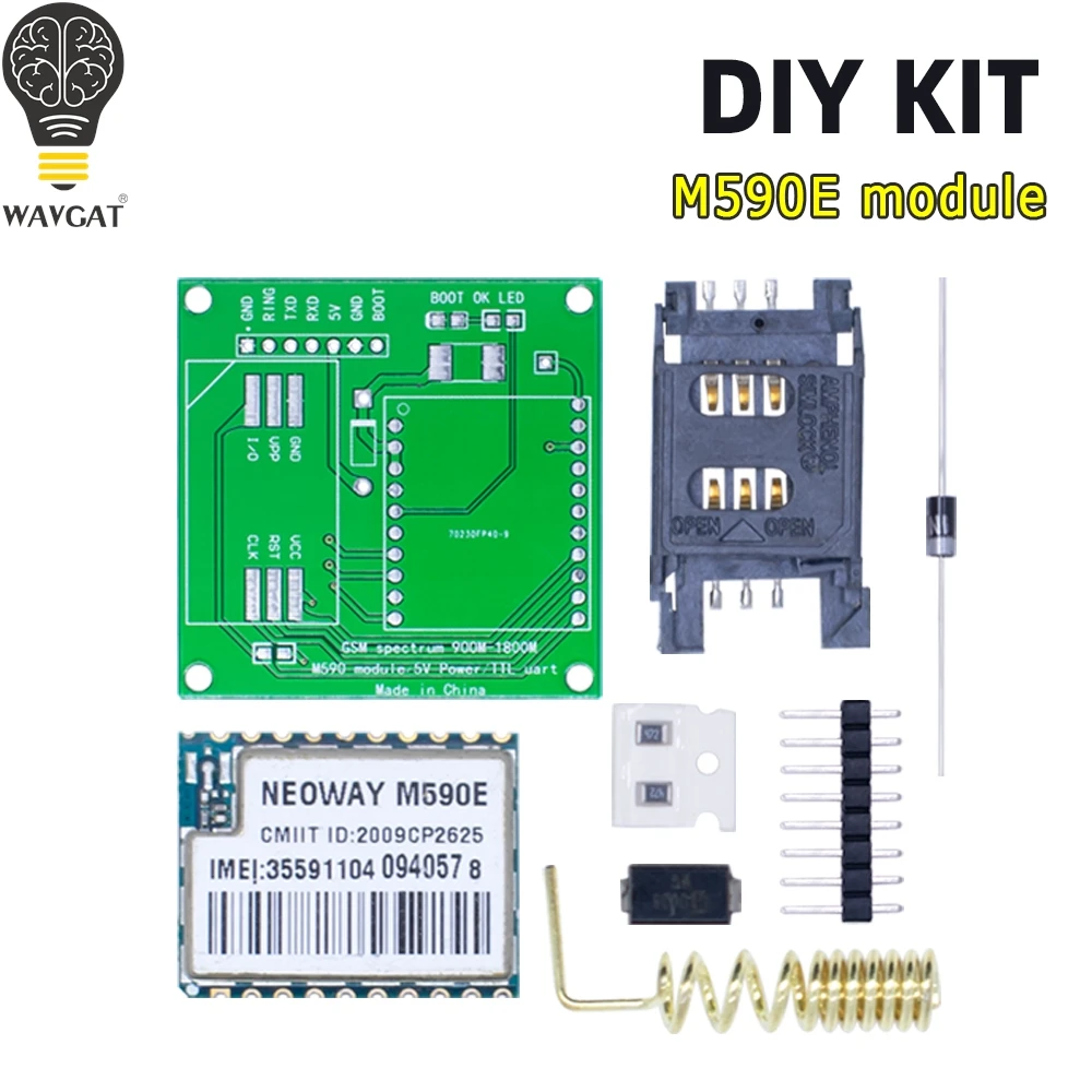 M590E GSM GPRS Module Kit with Antenna SIM Card Slot & PCB, Quad-Band Wireless Communication for Arduino
