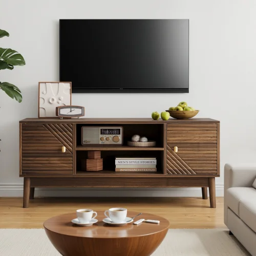 

# Modern Wood TV Stand For 35-39 Inch TVs With Adjustable Storage Living Room Entertainment Center