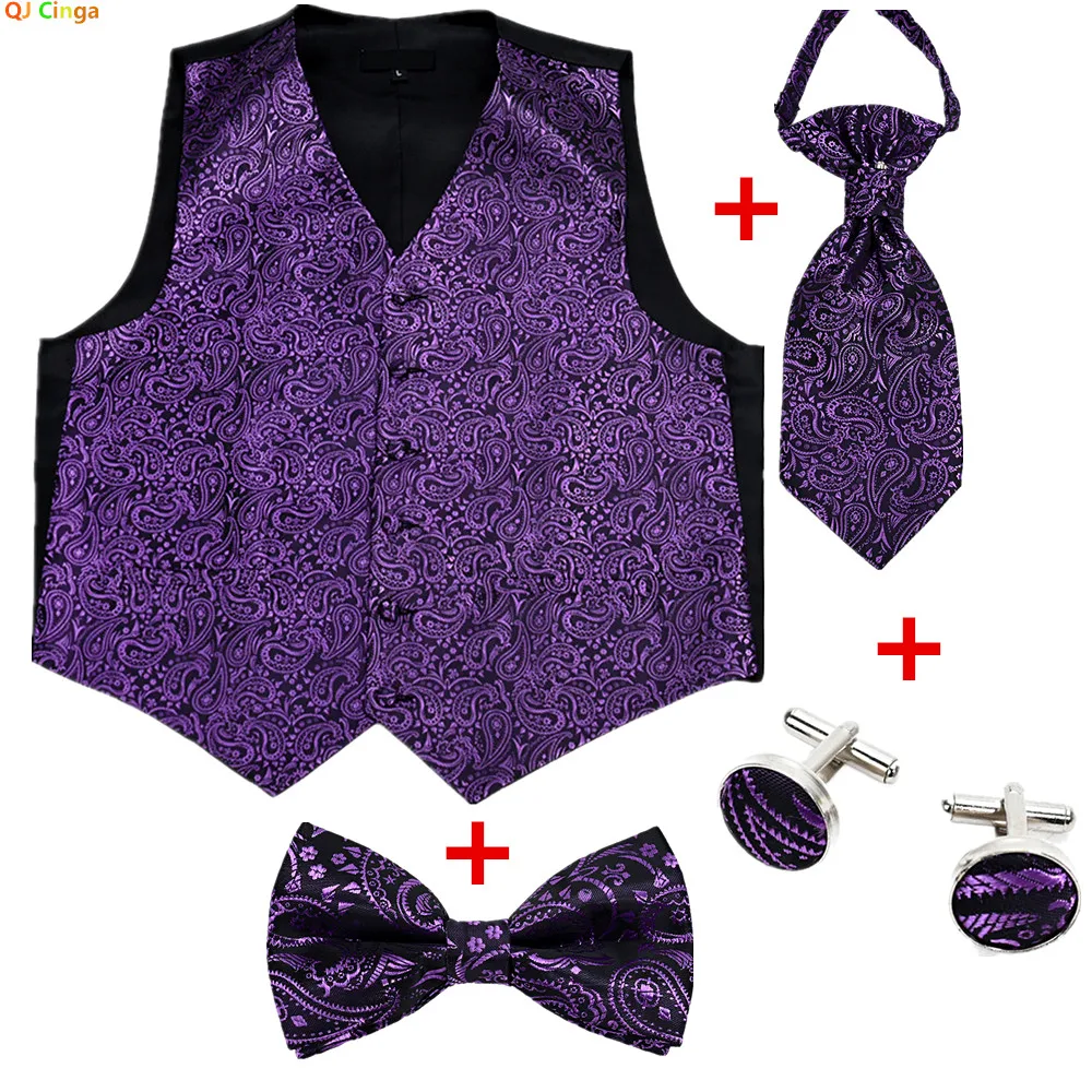 

2026 New Men's Purple Sleeveless Vest Jacket, Wedding/Party/Stage Performance Vests, Yellow and Green Waistcoat Top.