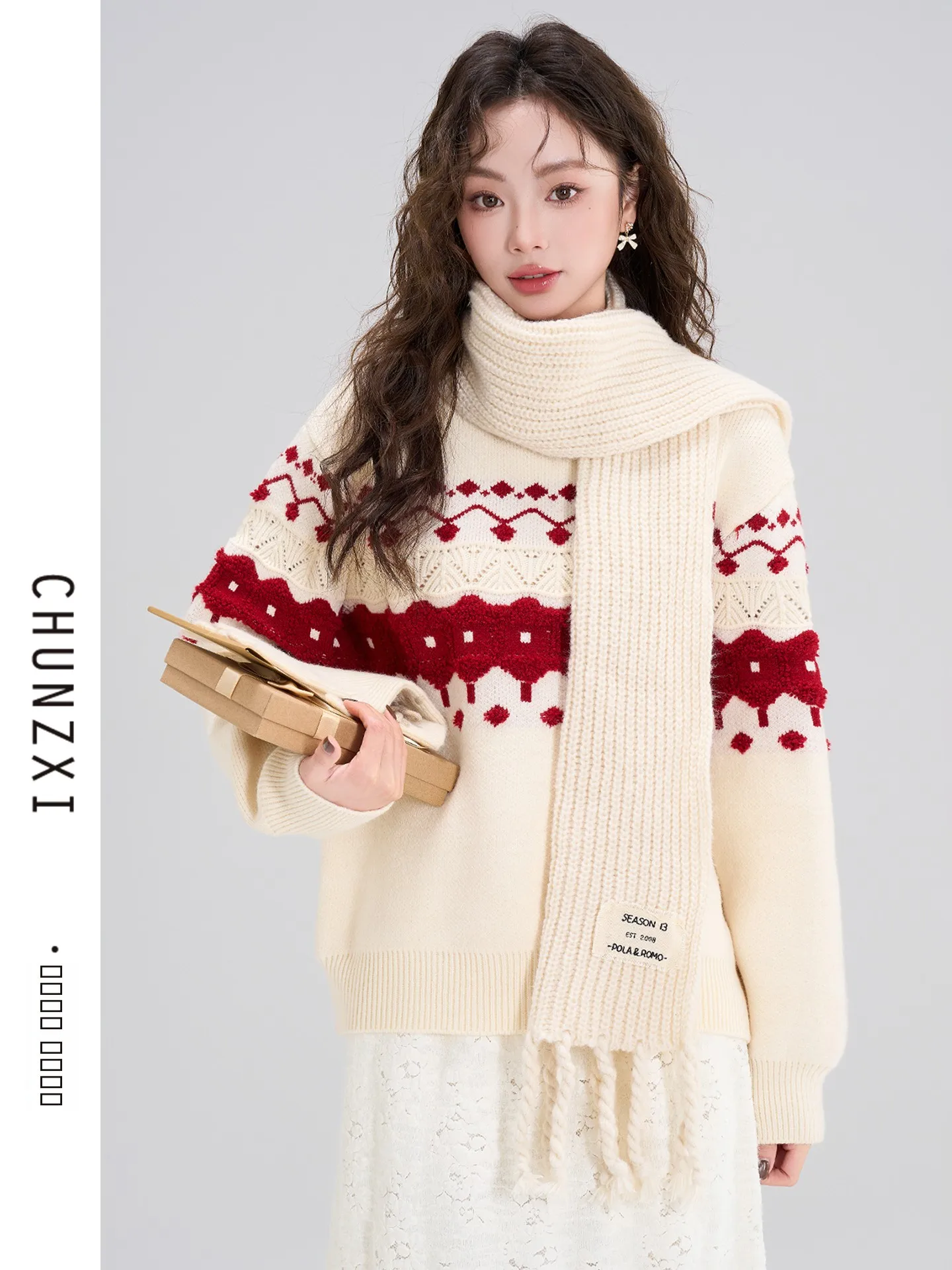 

Cisas Gentle Sle Sweet Fair Isle вязаный свитер ленивый элитный круглый Ne осень-зима очень красивый вязаный топ