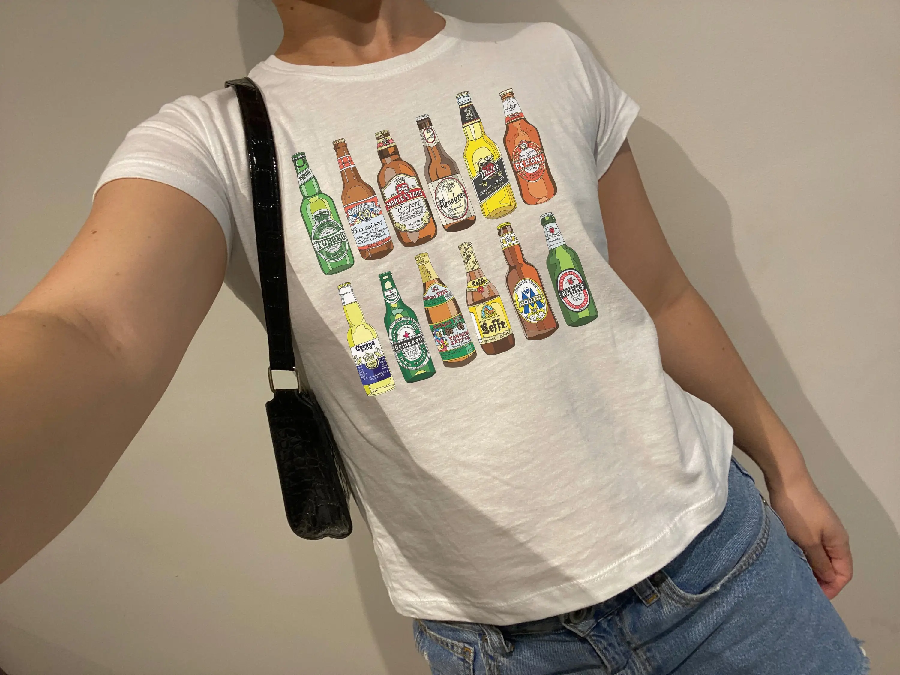 Beers Baby T Shirt Trendy Y2K Beverages Vintage Womens Top Collage