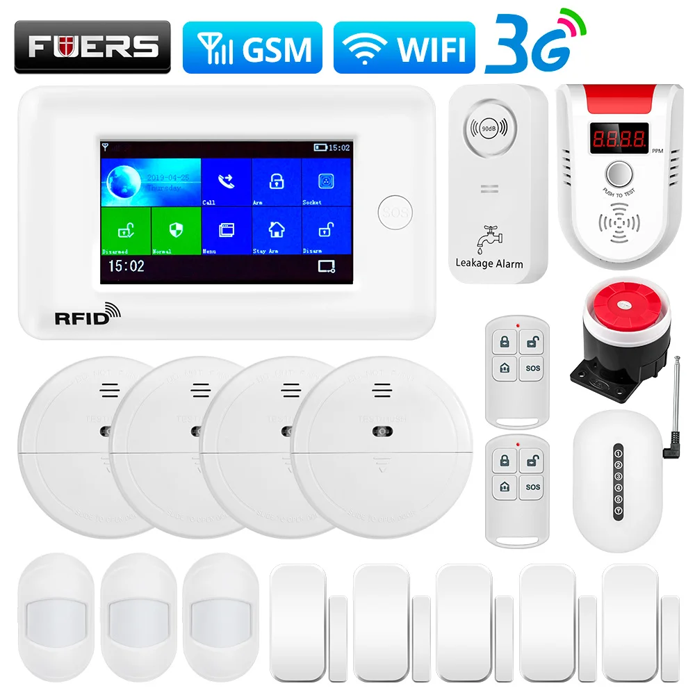 

PG106 WiFi 2G GSM Alarm System Wireless Home Security System kit Support APP Remote Control With RFID Motion Sensors