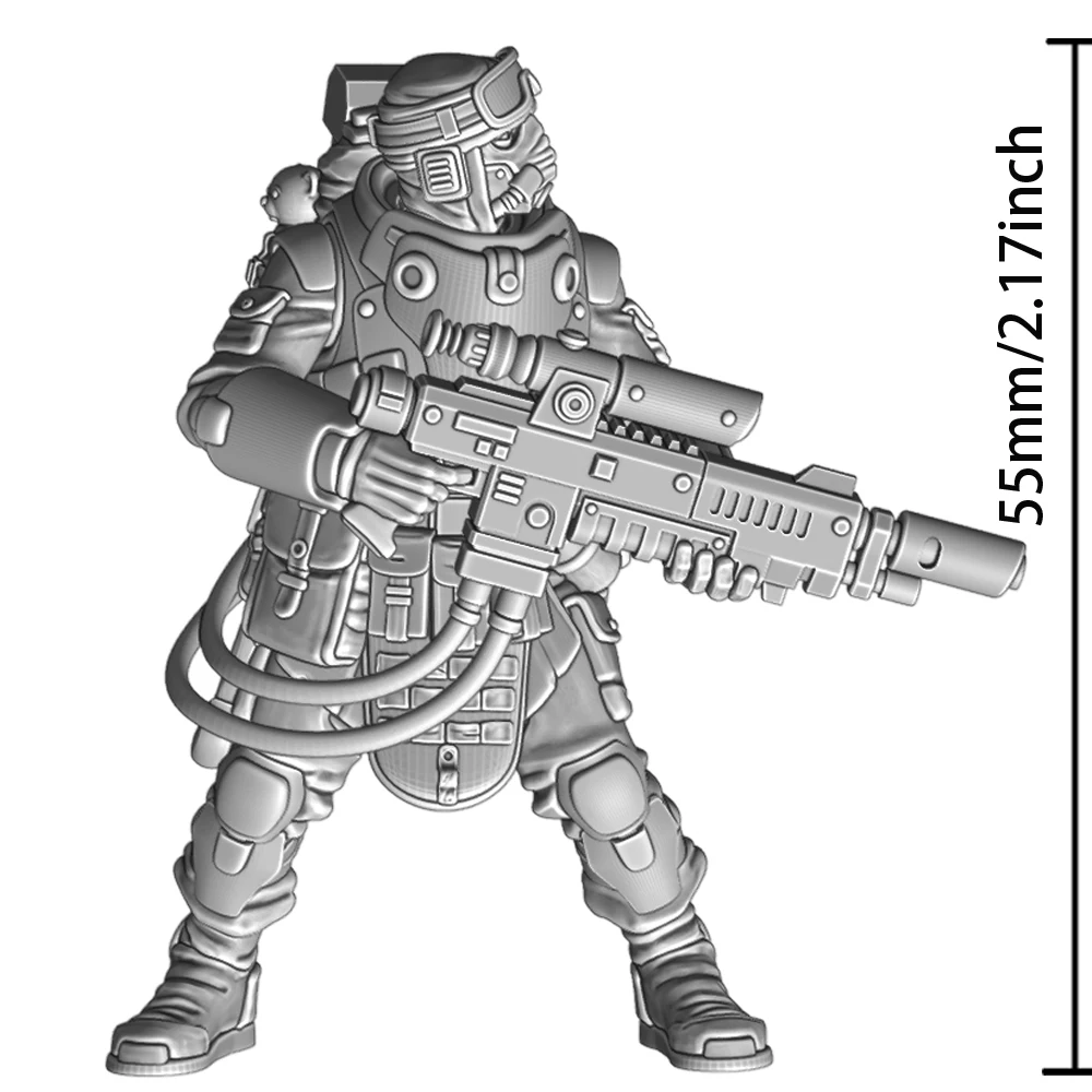 55mm 3d Print Resin Model Statue Machine Gunner Soldier Unpainted Model Kit Unassembled Gk Miniature Figures Tabletop Toy