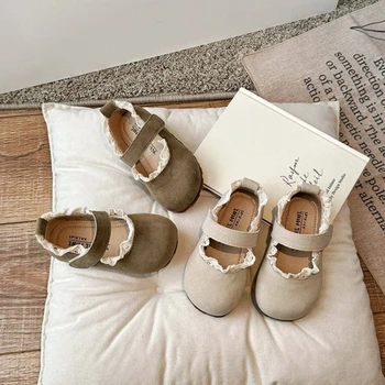 Wiosna jesień dziecięce mieszkania buty Ruffles płytkie małe dziewczynki buty księżniczki miękka pętla z haczykiem antypoślizgowe dziecięce pojedyncze buty