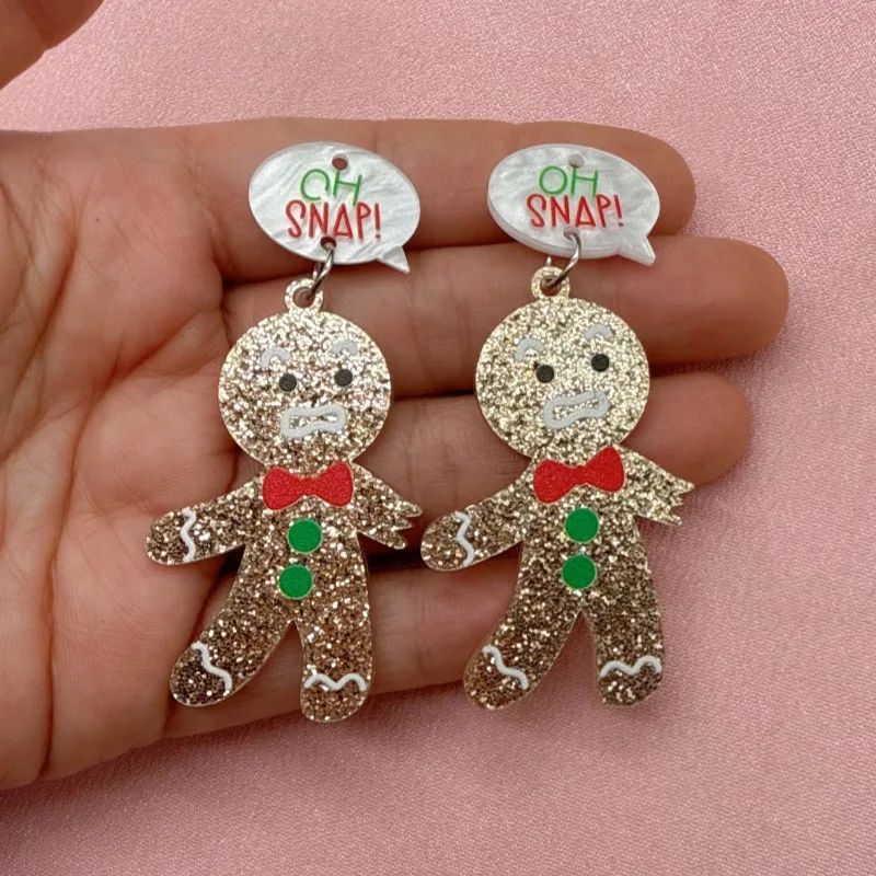 10pcs Cute Christmas Gingerbread Man Pendant, DIY Jewelry Accessories Making Earrings, Necklace, Keychain view 2