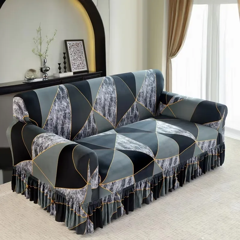 Factory Direct Selling High Quality Stretch Sofa Covers, Ready-Made Polyester Elastic Printed Sofa Covers for Home Use