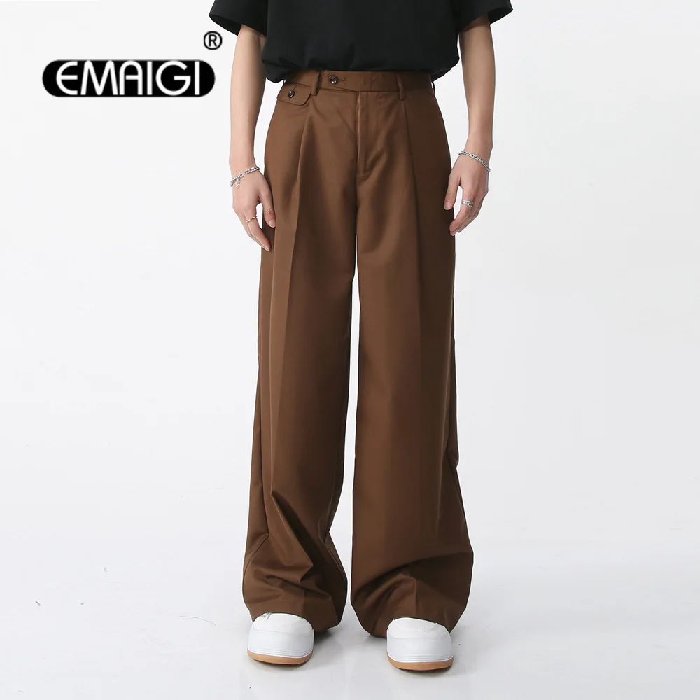 Men's Loose Casual Suit Trousers Male Streetwear Fashion Vintage Wide Leg Suit Pants Net Celebrity Modeling Pants