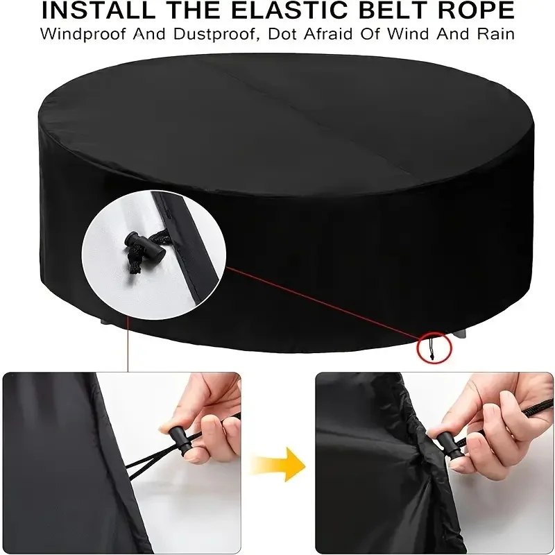 غطاء أثاث خارجي عالي التحمل مقاوم للأشعة فوق البنفسجية مصمم لحماية جميع الأحوال الجوية، يتميز بإغلاق برباط آمن