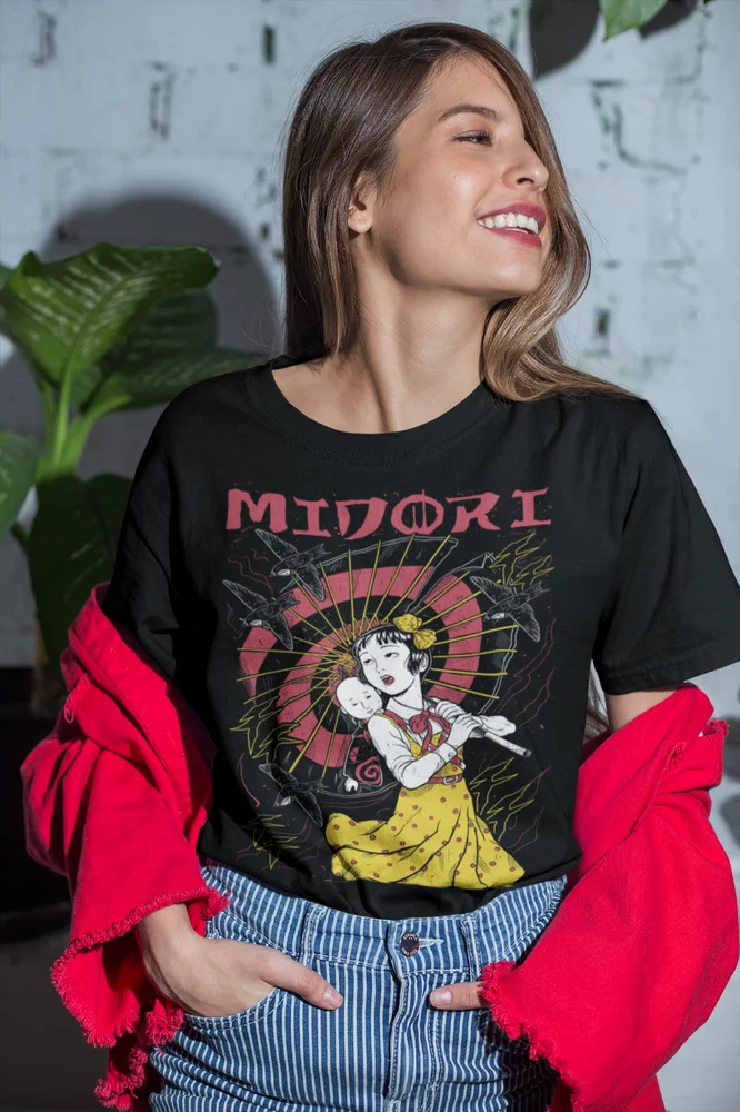 Suehiro Maruo Anime MIDORI THE CAMELLIA GIRL T-shirt Shojo Tsubaki Tee All Size