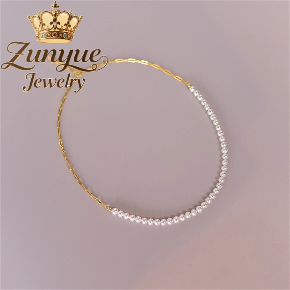 

Natural Freshwater Pearl Necklace Design, High-End Accessory Beaded Collarbone Chain Fashion Jewelry Exquisite Elegant Popular