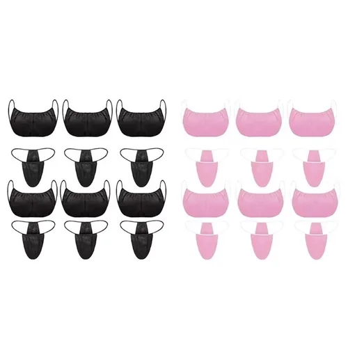 25 juegos de sujetadores de belleza y bragas en T, conjunto de cintura elástica de 120cm, Tanga de Bikini desechable, bragas para bronceado, bragas higiénicas para Sauna y SPA