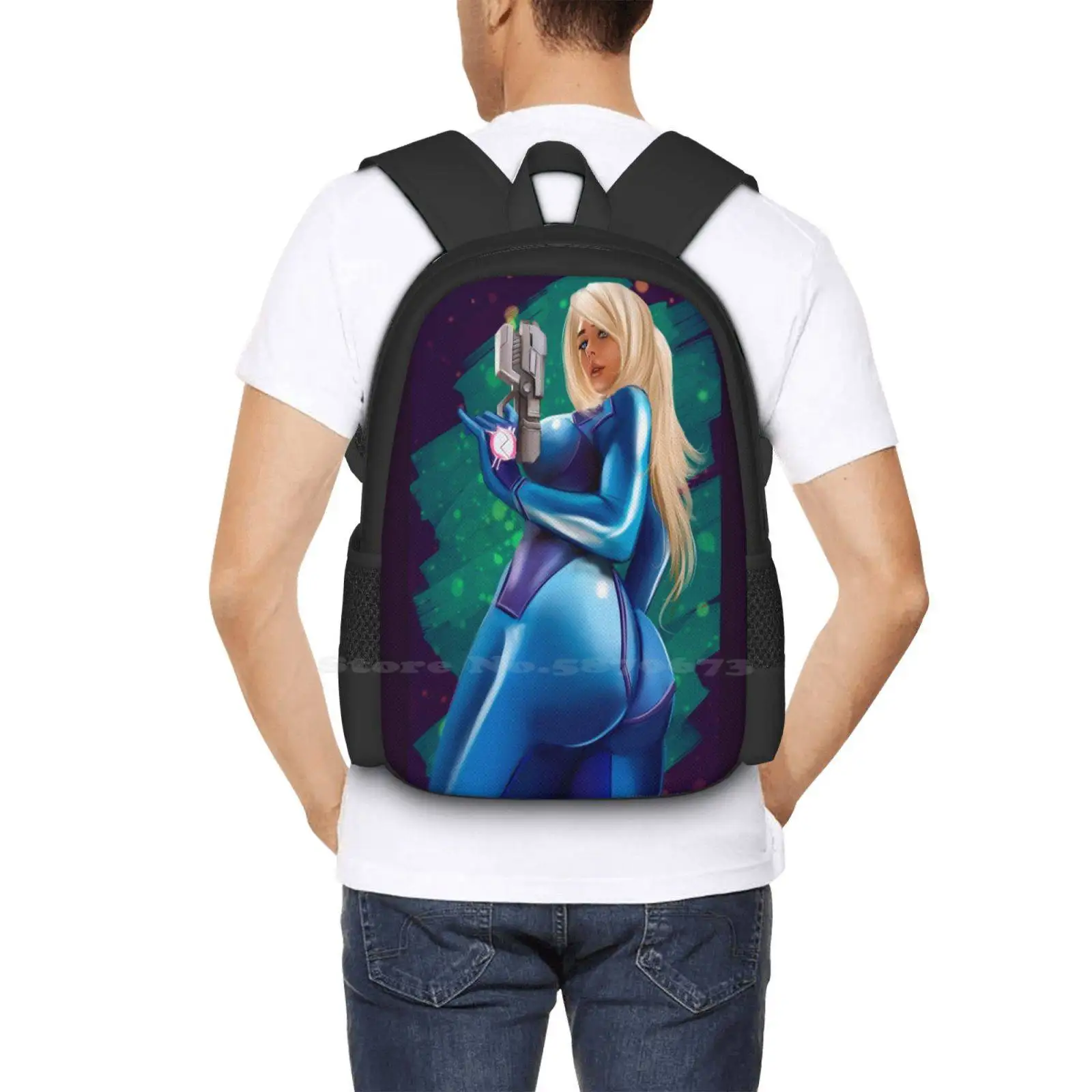 Killbiroarts-Samus Zero Mochila Suit para Estudante, Laptop Travel Bag, Mochila Escolar