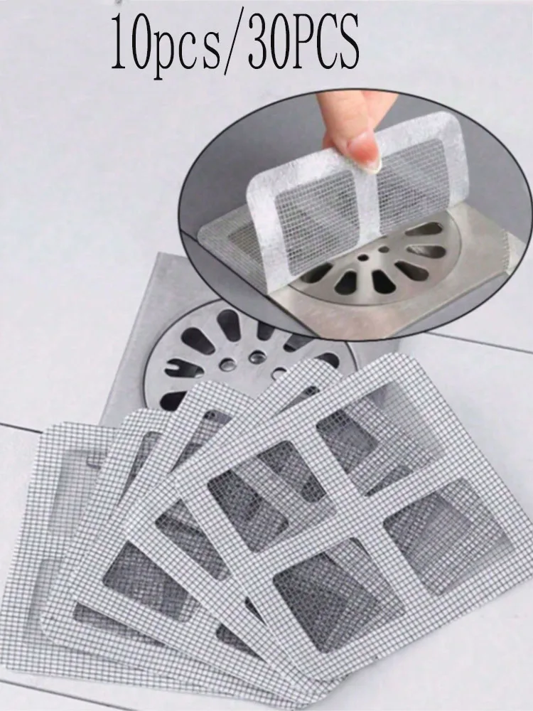 10PCS/30PCS Kitchen Floor Drain Stickers, Anti-clogging Bathroom Shower Hair Catcher, Disposable Drain Filter Inserts