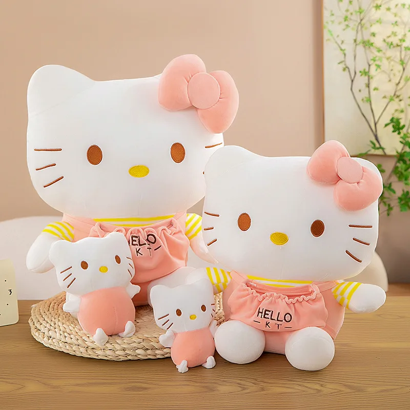 Sanrio Hello Kitty Plush Anime Peripheral Toy Doll Mother Son Kt Cat Cloth Doll Exchange Puppet Christmas Gift Toy For Child