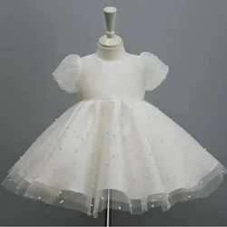 flower girl dresses for weddings White Baby baptism Dress 2024 Summer Kids Children Princess Dresses for Birthday Party Wedding