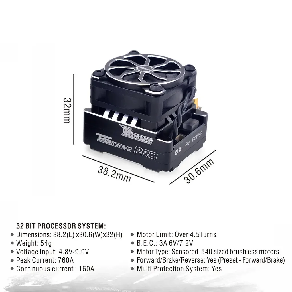 Moteur sans balais 540 avec 160A ESC sue pour voiture télécommandée, véhicule en plastique, style de batterie 1-10, voiture radiocommandée RC