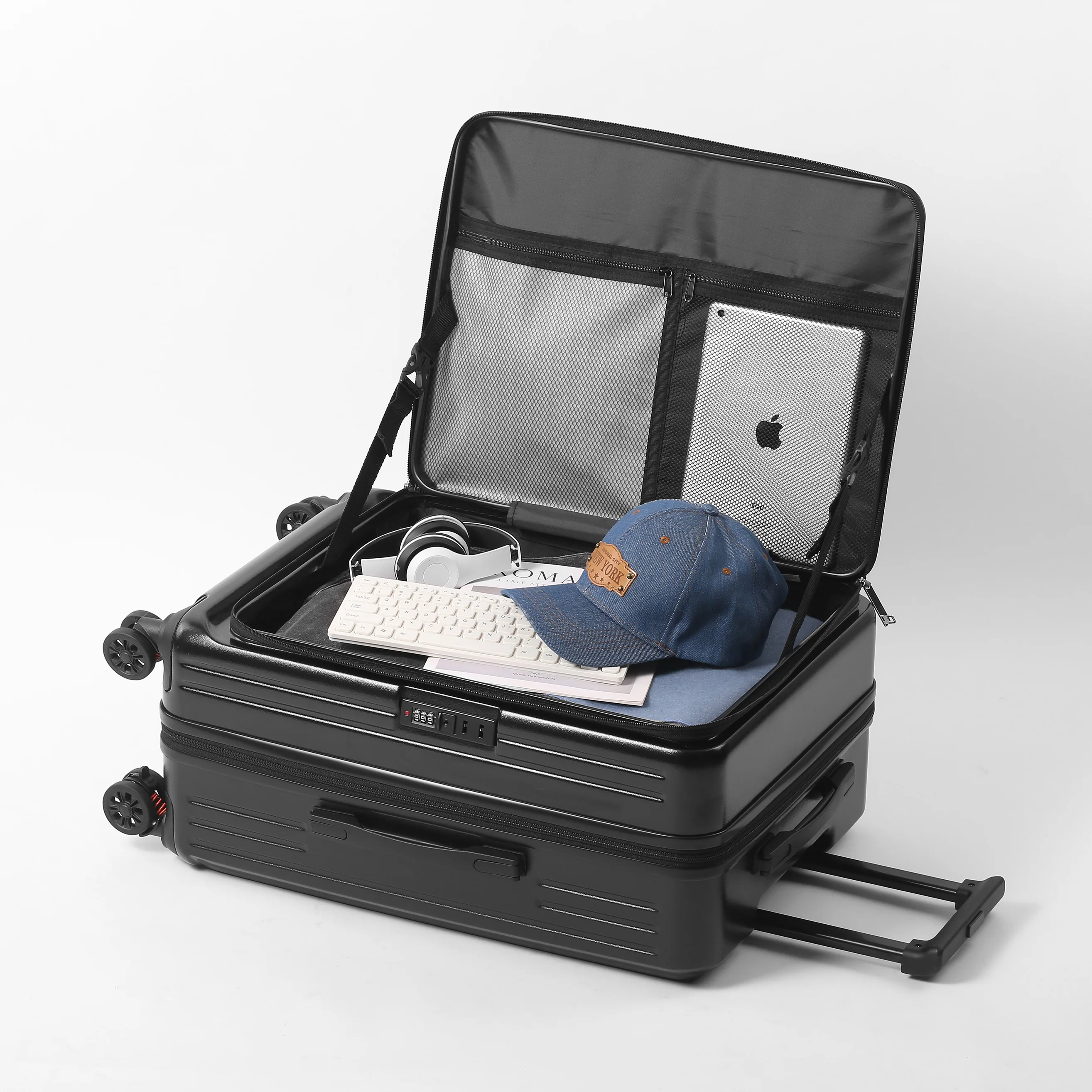 حقيبة سفر جديدة من الألومنيوم عالية الجودة لعربة الأعمال حقيبة سفر دوارة تحمل الأمتعة المتدحرجة 20/24/26/29 بوصة #5