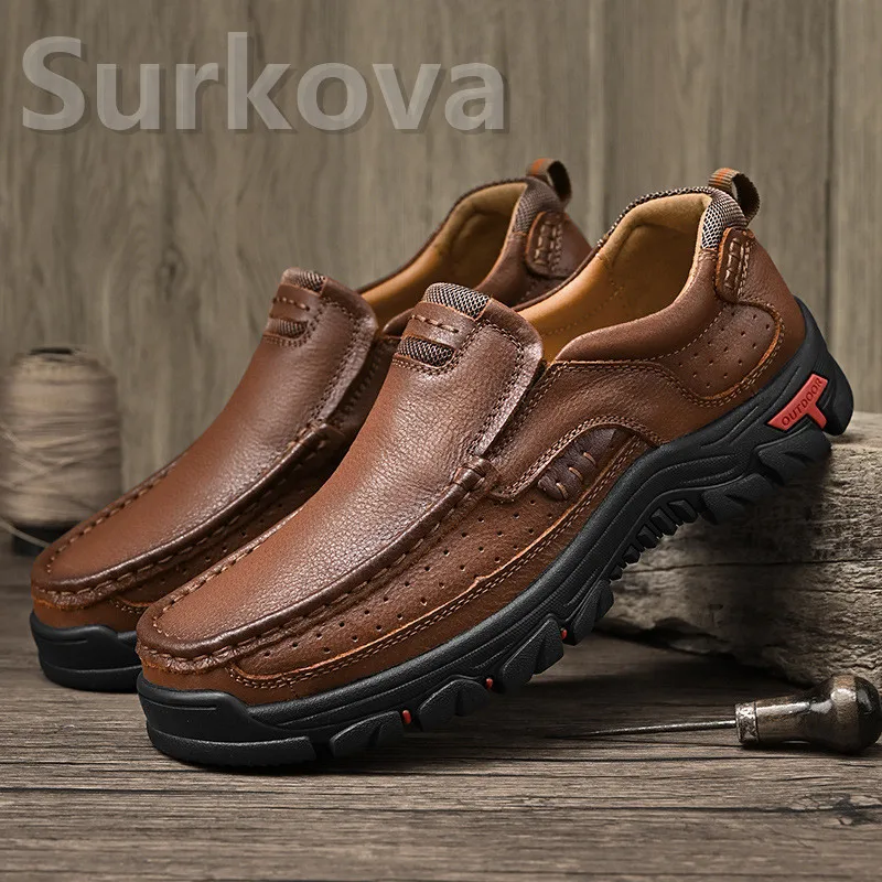 

Men's Genuine Cow Leather Shoes,Leisure, Casual, Male Footwear, Men Loafers,Light Climbing Shoes, Oversized