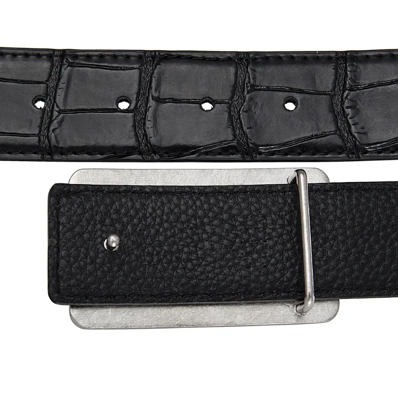 Solid Pure Titanium Belt Buckle Board Clasp Leather Belt for Men 35mm Personality Durable Hypoallergenic Suit Waistband for Men