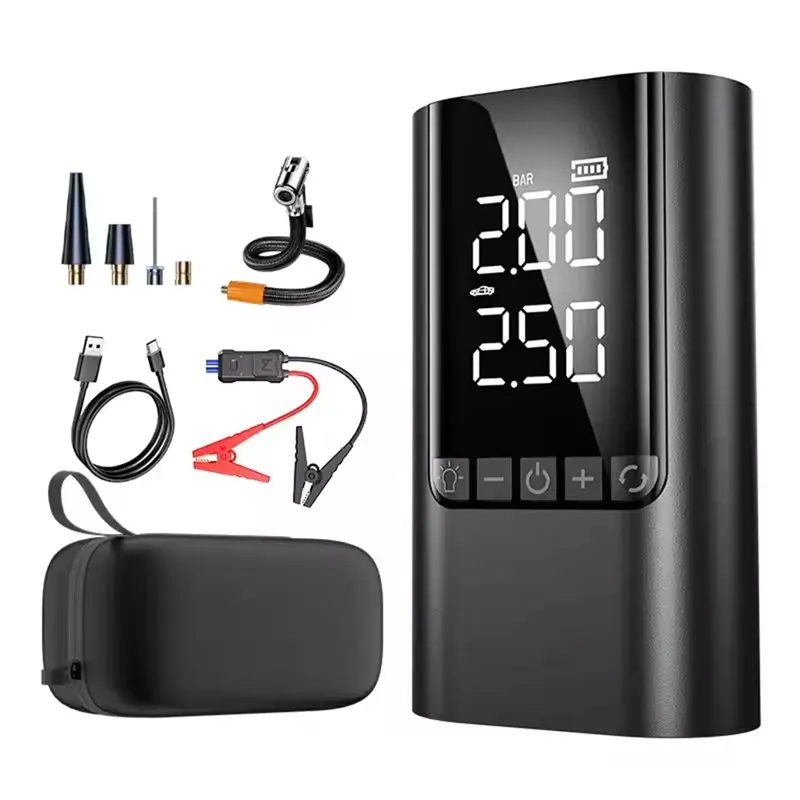 

Stable-Portable Emergency Battery Booster Car Jump Starter With Air Compressor Tire Inflator
