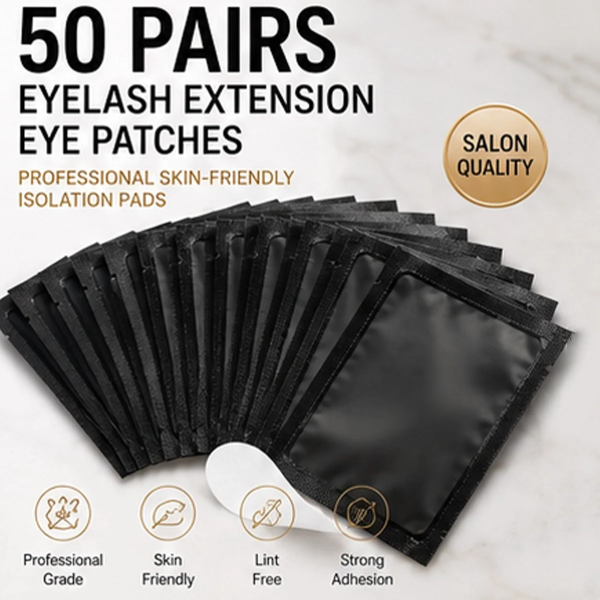 50 Paar Schwarze Augenpads für Wimpernverlängerung, fusselfreie Unter-Augen-Pads, Wimpern-Mapping- und -Grafting-Werkzeuge, Salon-Zubehör, Make-up-Wimpern