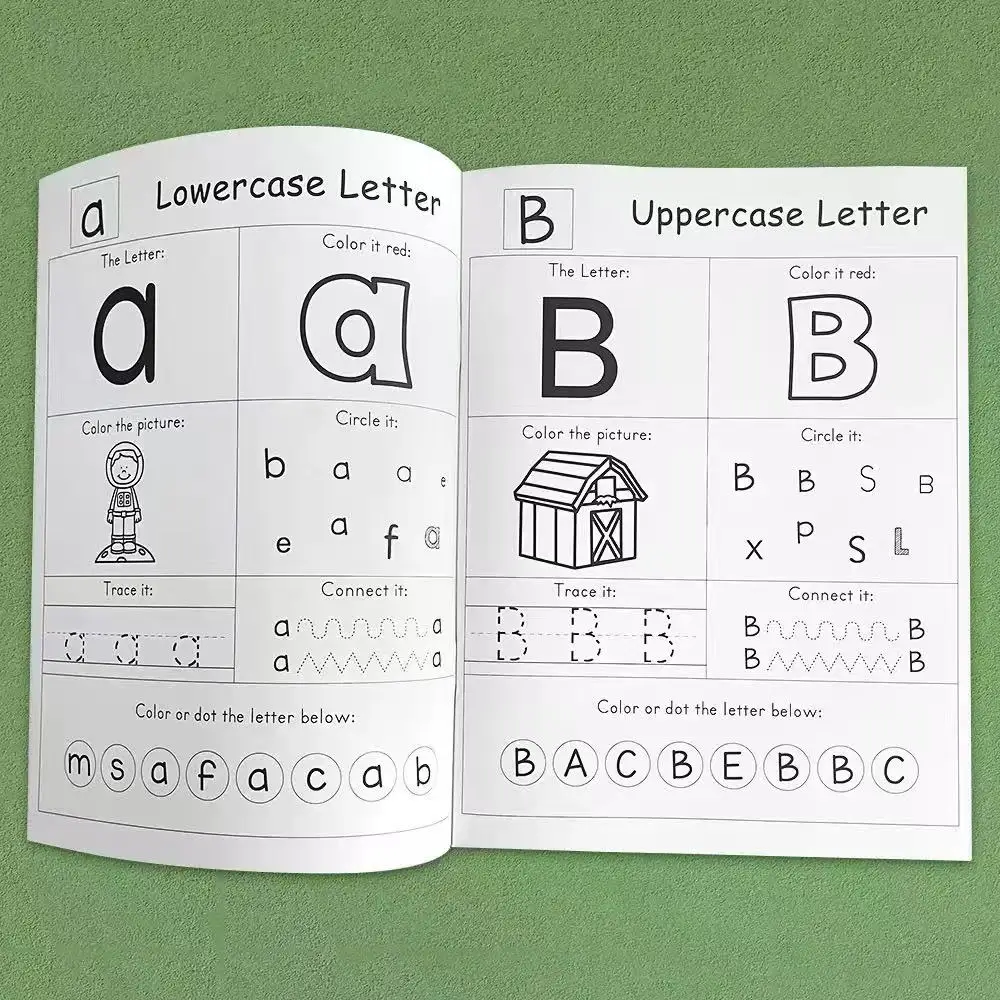 26 Letters A-Z Alphabet Phonics Words Practice Workbook Preschool Learning English Language Kindergarten Writing Coloring Book