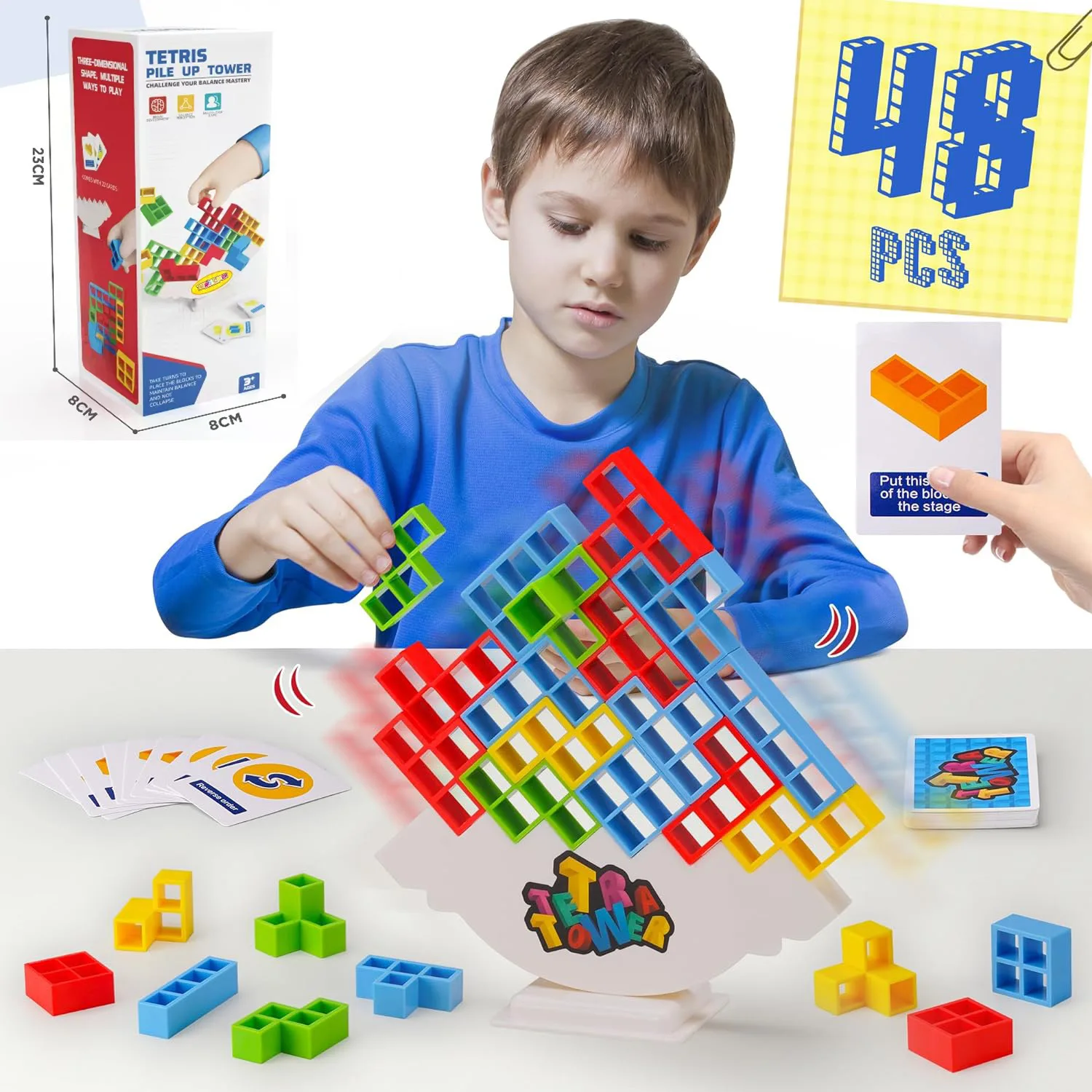 48PCS Balance Toys Stacked Tower Board Game Stacking Building Blocks Puzzle Assembly Bricks Educational Toys for Children Adults