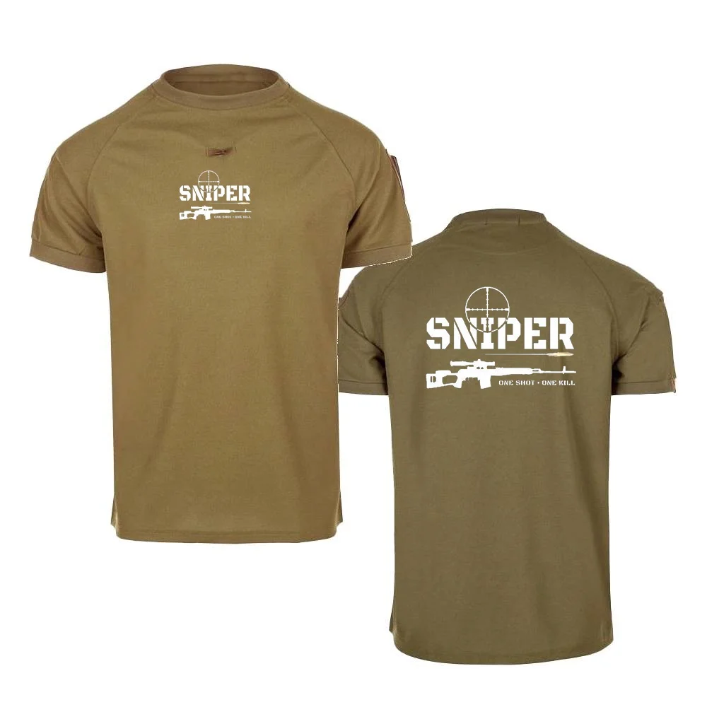 Youth T-Shirt Military Style Men T-Shirt Mesh Breathable Army Combat Tactical Tshirt Sniper One Shot One Kill O-Neck Tops Tee