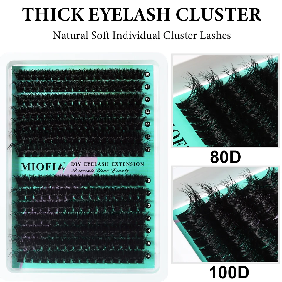 MIOFIA 5D Esponjosas Voluminosas Pestañas por Rizos 30D-150D Gruesas 10-18mm Largo Mixto Look Natural DIY Extensiones de Pestañas 3