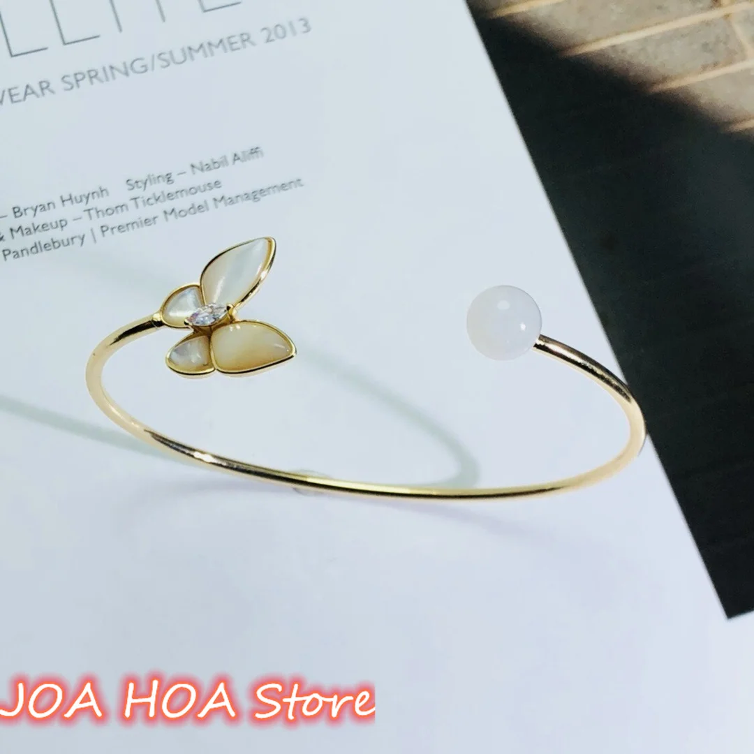 Perfect White Hetian Jade Round Beads Inlaid With Gold-plated Handring Natural Materials Exquisite Jewelry Hand Decorations