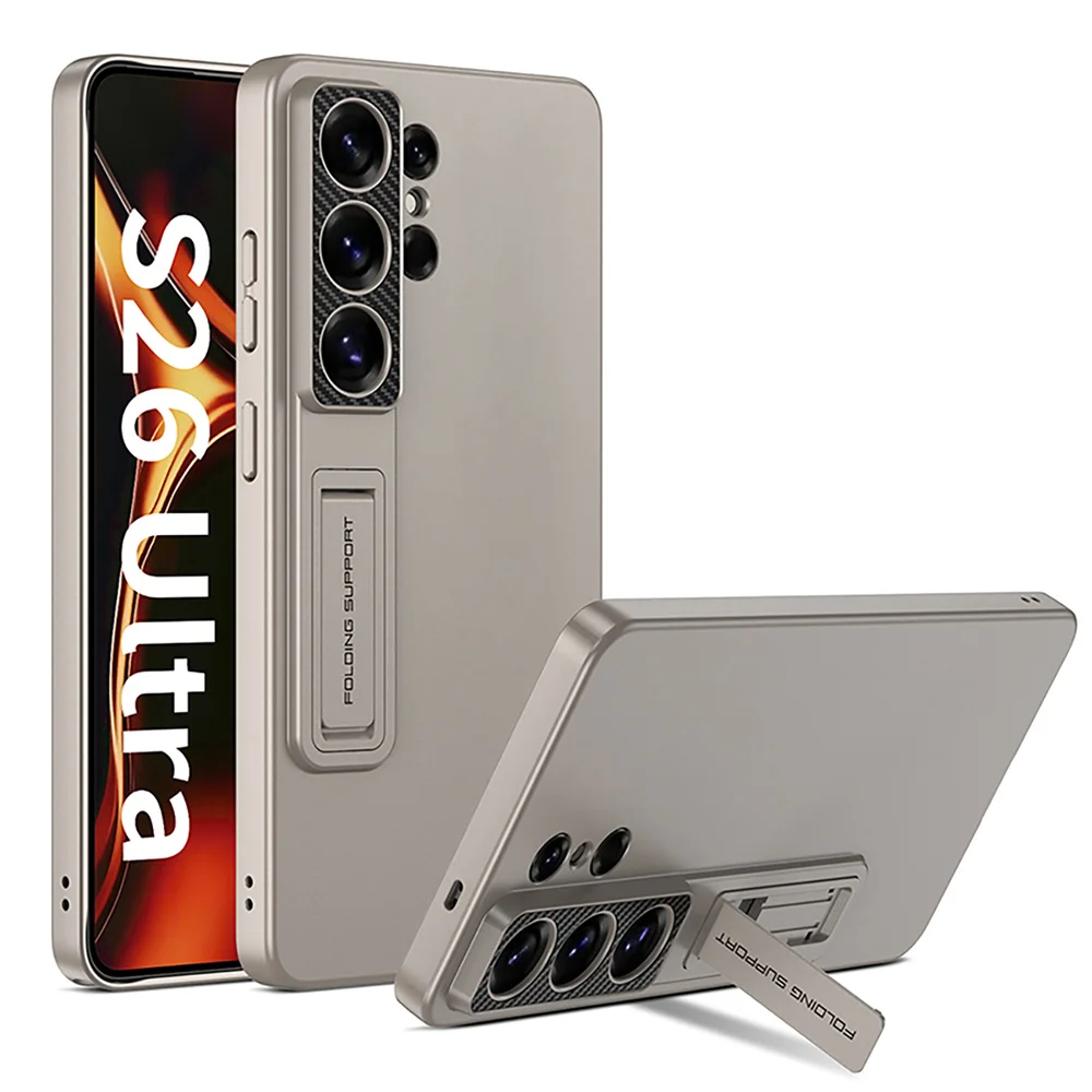 Luxury Invisible Folding Stand Plating PC Phone Case For Sam