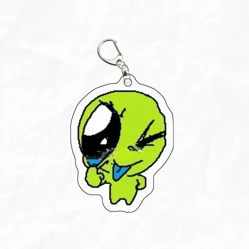 Cute Cartoon UFO Planet Alien Lucky Grass Leaf Female Police Officer Acrylic Keychain Funny Pendant Handbag DIY Accessories Gift