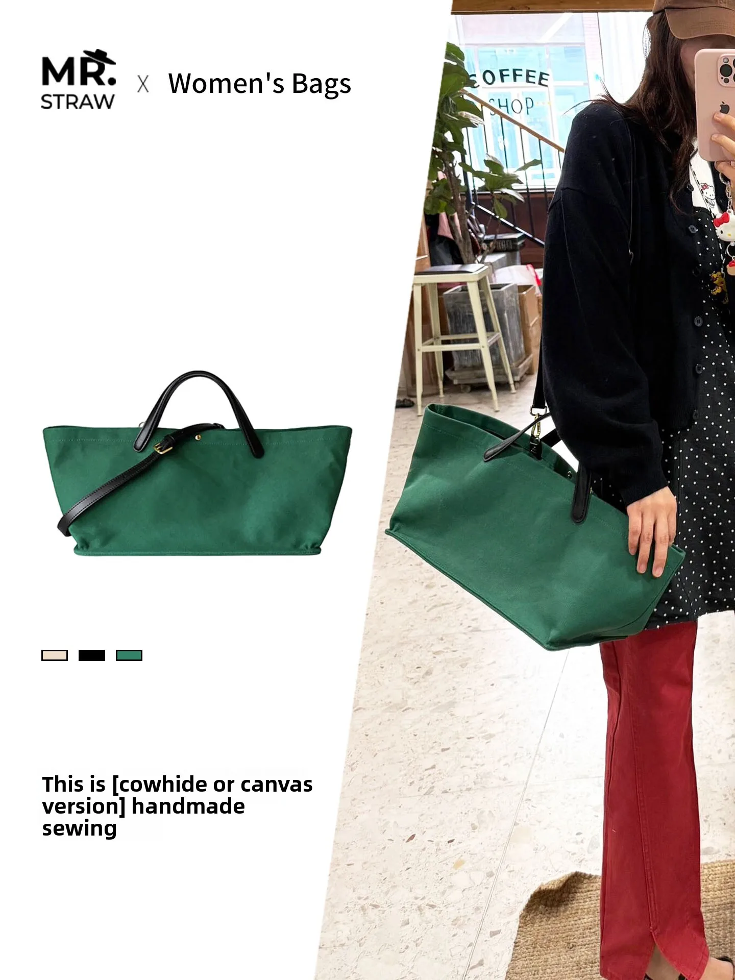 

Casual Commuter Idaho Tote Bag Leather Canvas Handbag Large Capaci Handheld Bag Simple Sle Pure Color Crossbody Bag