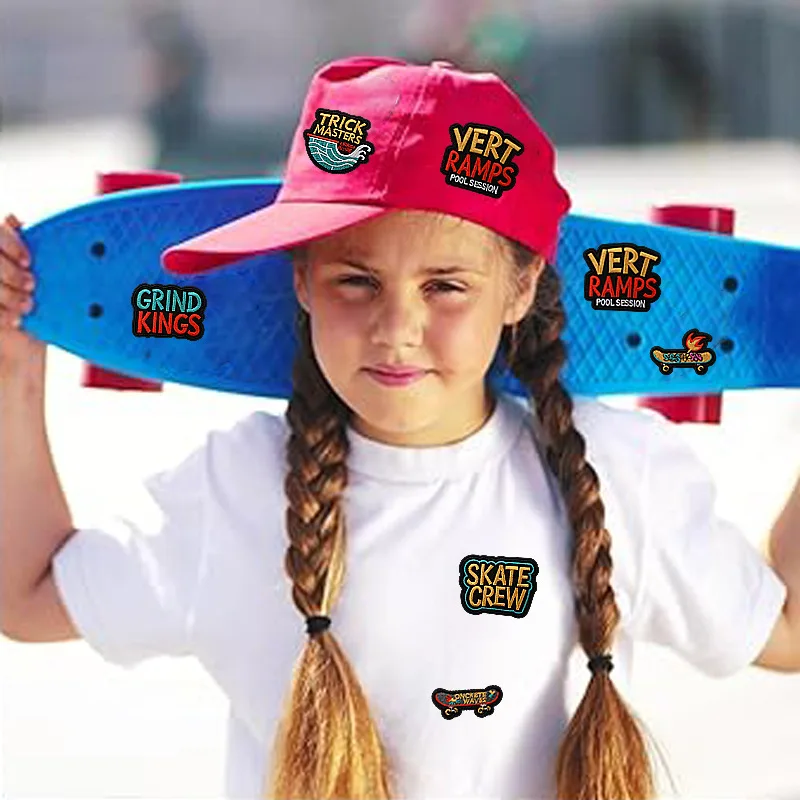 Skate Skills Master Embroidery 1/5PCS Wholesale Patches Iron on Grind Kings Vert Ramps Design for Clothing Board Decoration
